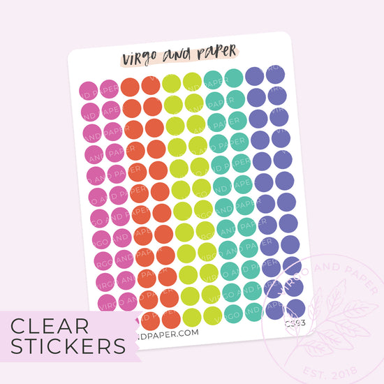 Highlighter Colors Clear Dot Stickers - Teal Colorway