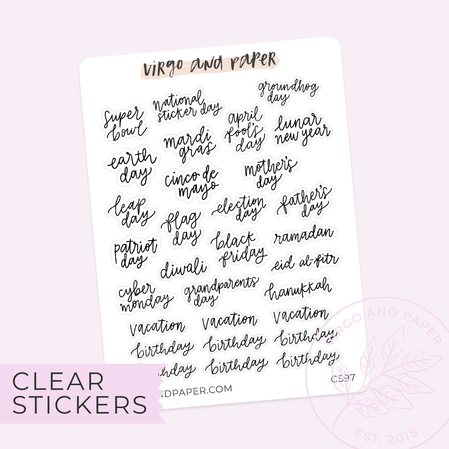 Clear Holidays Script Stickers 2.0