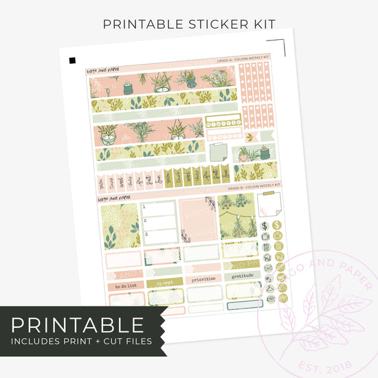 Printable Hobonichi Cousin Weekly Planner Stickers - Greenhouse [Freebie!]