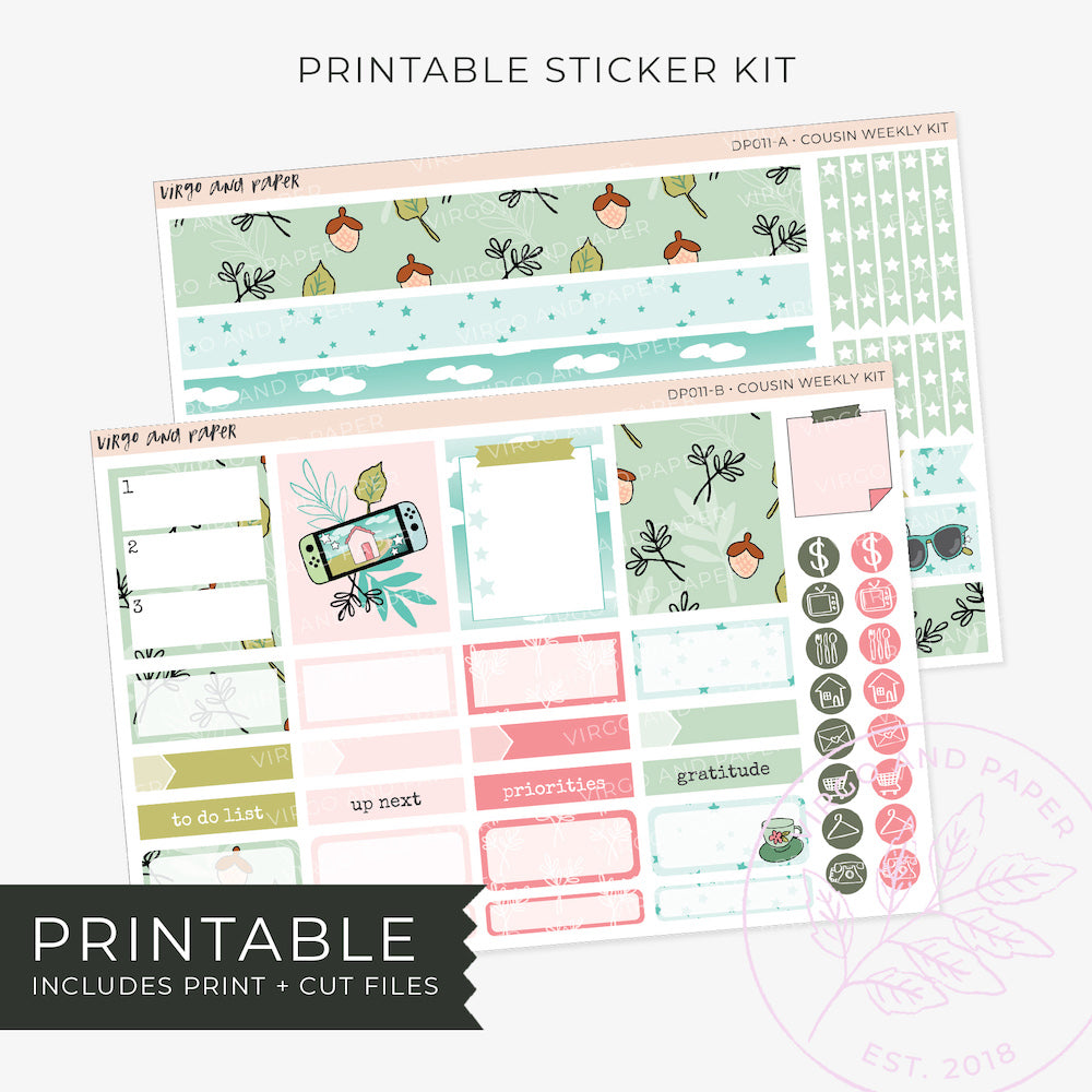 Printable Hobonichi Cousin Weekly Planner Stickers - Quiet Life v.1