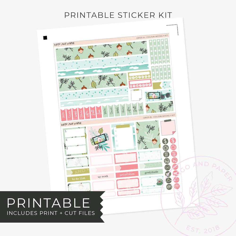 Printable Hobonichi Cousin Weekly Planner Stickers - Quiet Life v.1