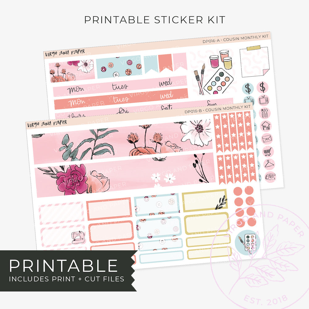 Printable Hobonichi Cousin Monthly Planner Stickers - Create