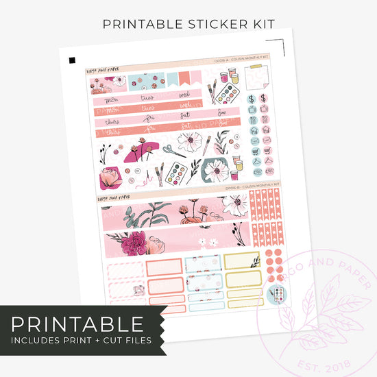 Load image into Gallery viewer, Printable Hobonichi Cousin Monthly Planner Stickers - Create
