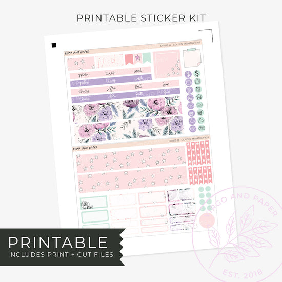 Load image into Gallery viewer, Printable Hobonichi Cousin Monthly Planner Stickers - Imagine
