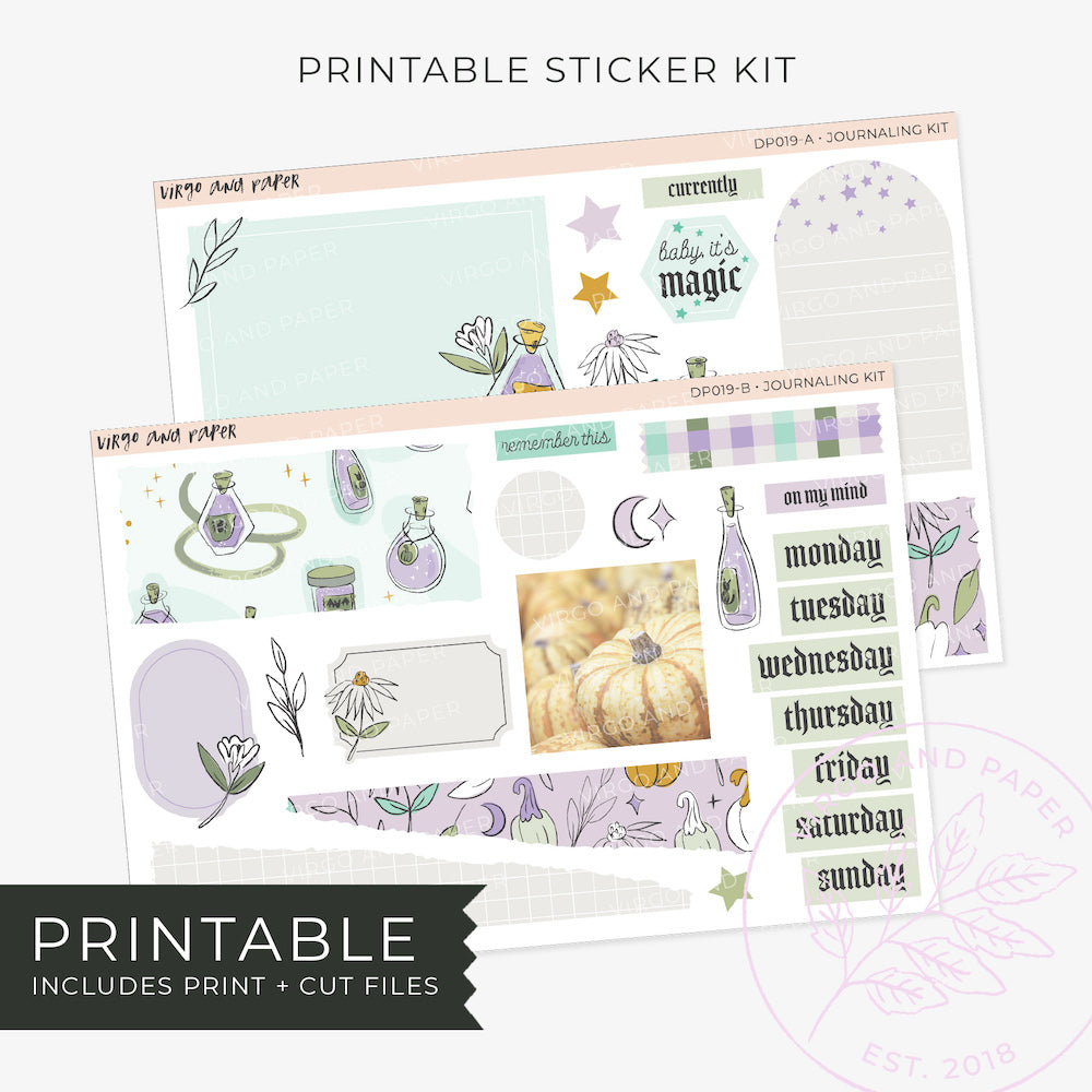 Printable Journaling Stickers - Pumpkins & Potions