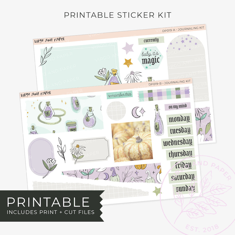 Printable Sticker Scribd Printable Journaling & Planner Stickers | Virgo and Paper