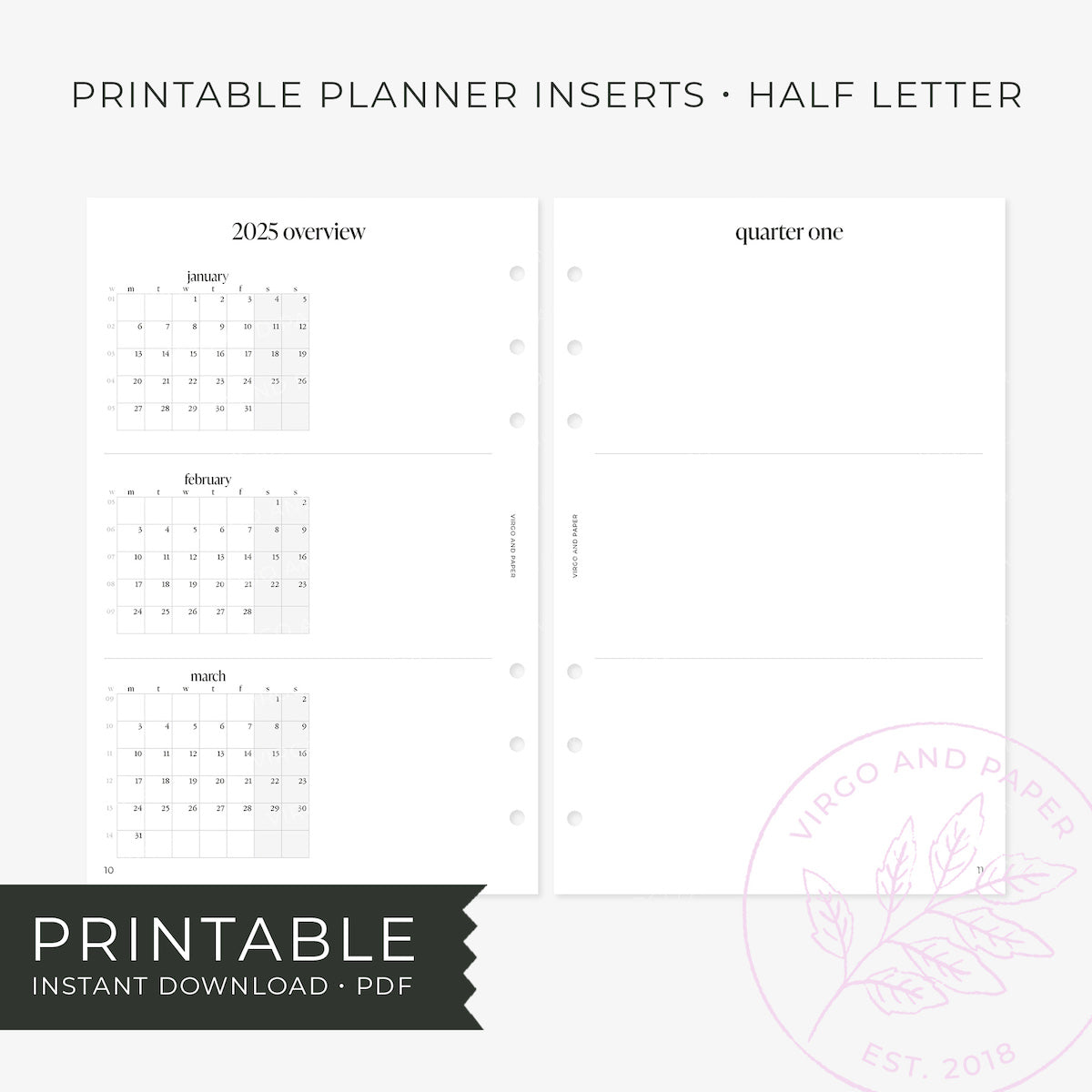 Printable Planner Inserts - 2025 Goal Planner Bundle