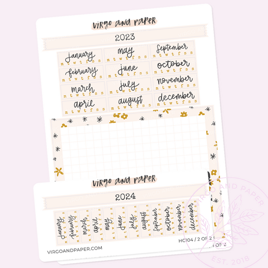 2023 H. Cousin Yearly Calendar Sticker Kit - Pink Floral
