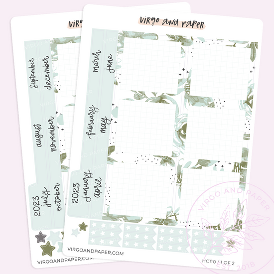 Load image into Gallery viewer, 2023 H. Cousin Yearly Index Sticker Kit - Green Floral
