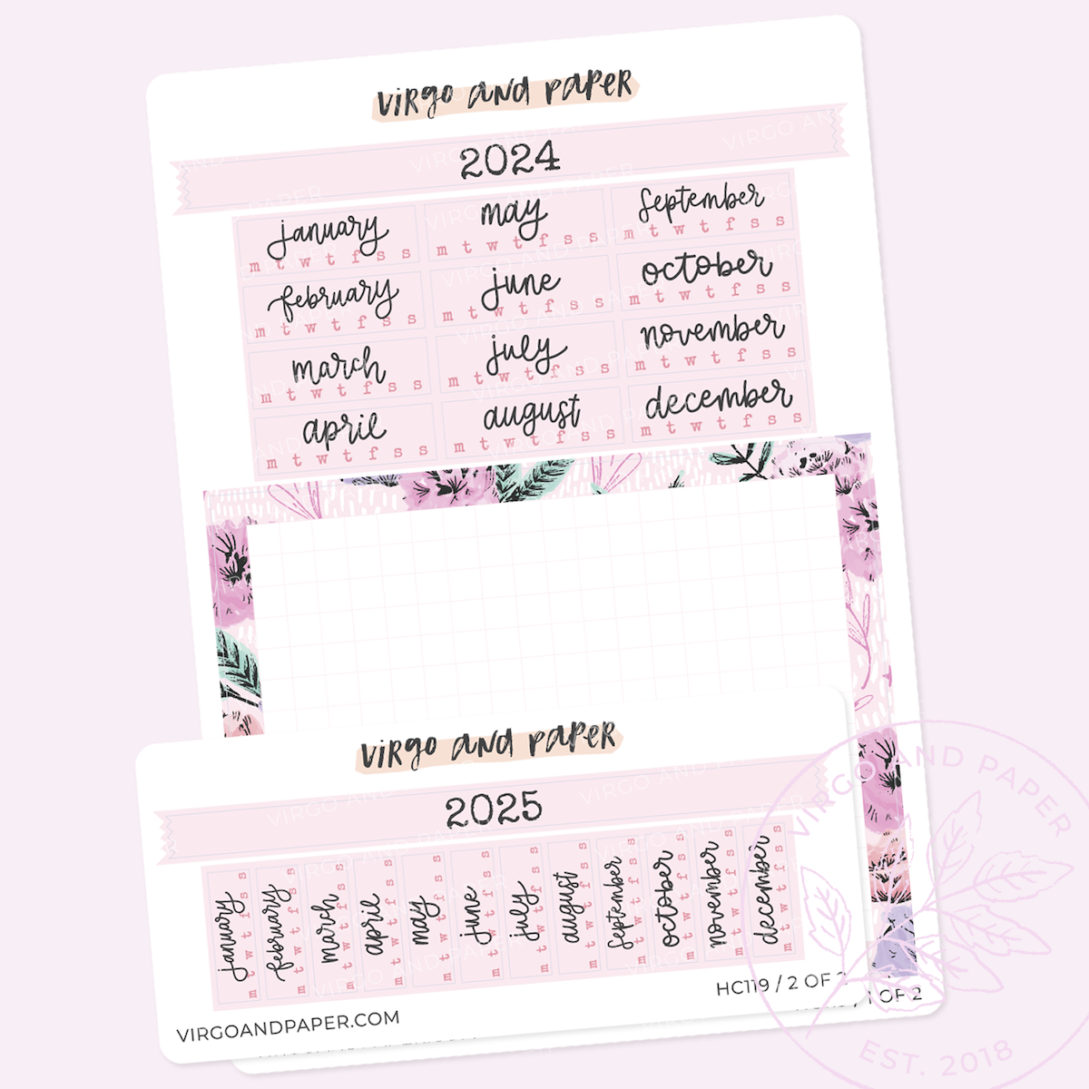 2024 H. Cousin Yearly Calendar Sticker Kit - Imagine Bouquet