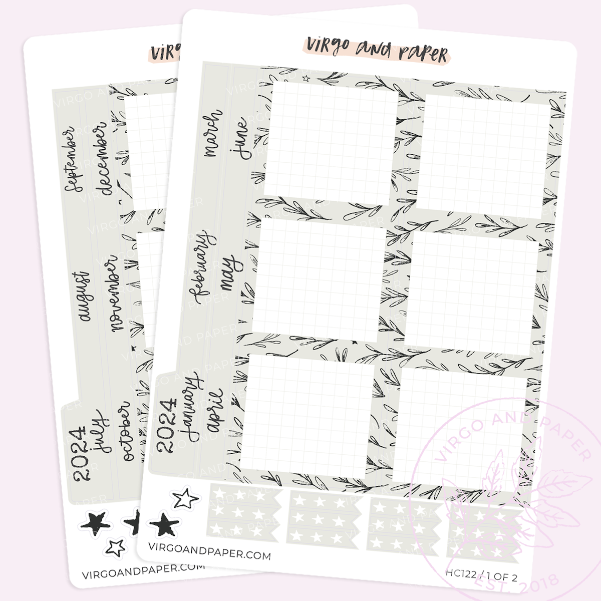 2024 H. Cousin Yearly Index Sticker Kit - Leaf Print