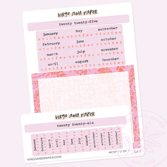 2025 H. Cousin Yearly Calendar Sticker Kit - Pink