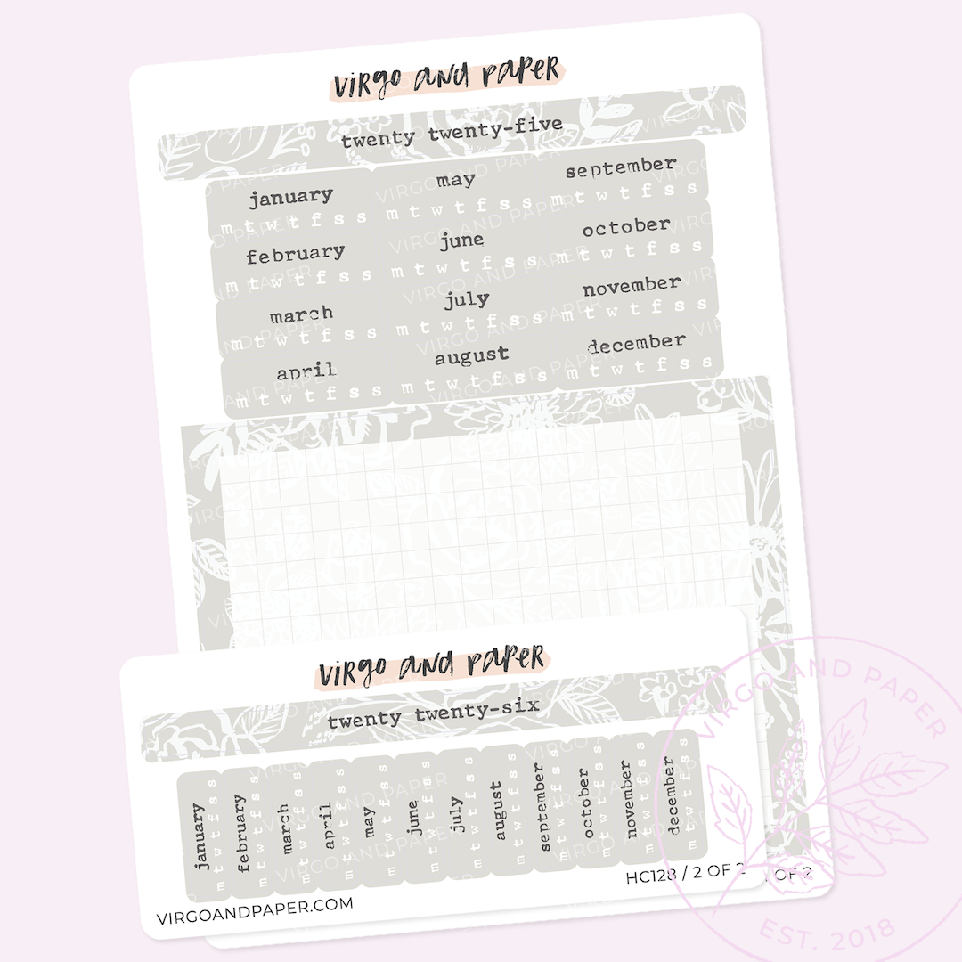 2025 H. Cousin Yearly Calendar Sticker Kit - Neutral