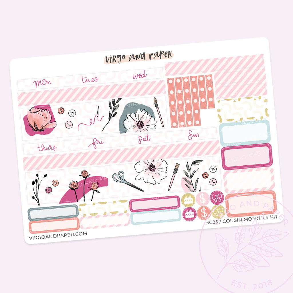 Pink Calendar Stickers Jan-Dec 2024