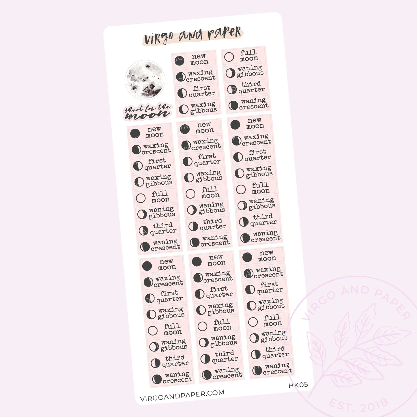 Moon Phase Weeks Stickers