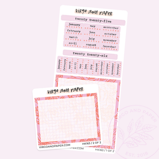 2025 H. Weeks Yearly Calendar Sticker Kit - Pink