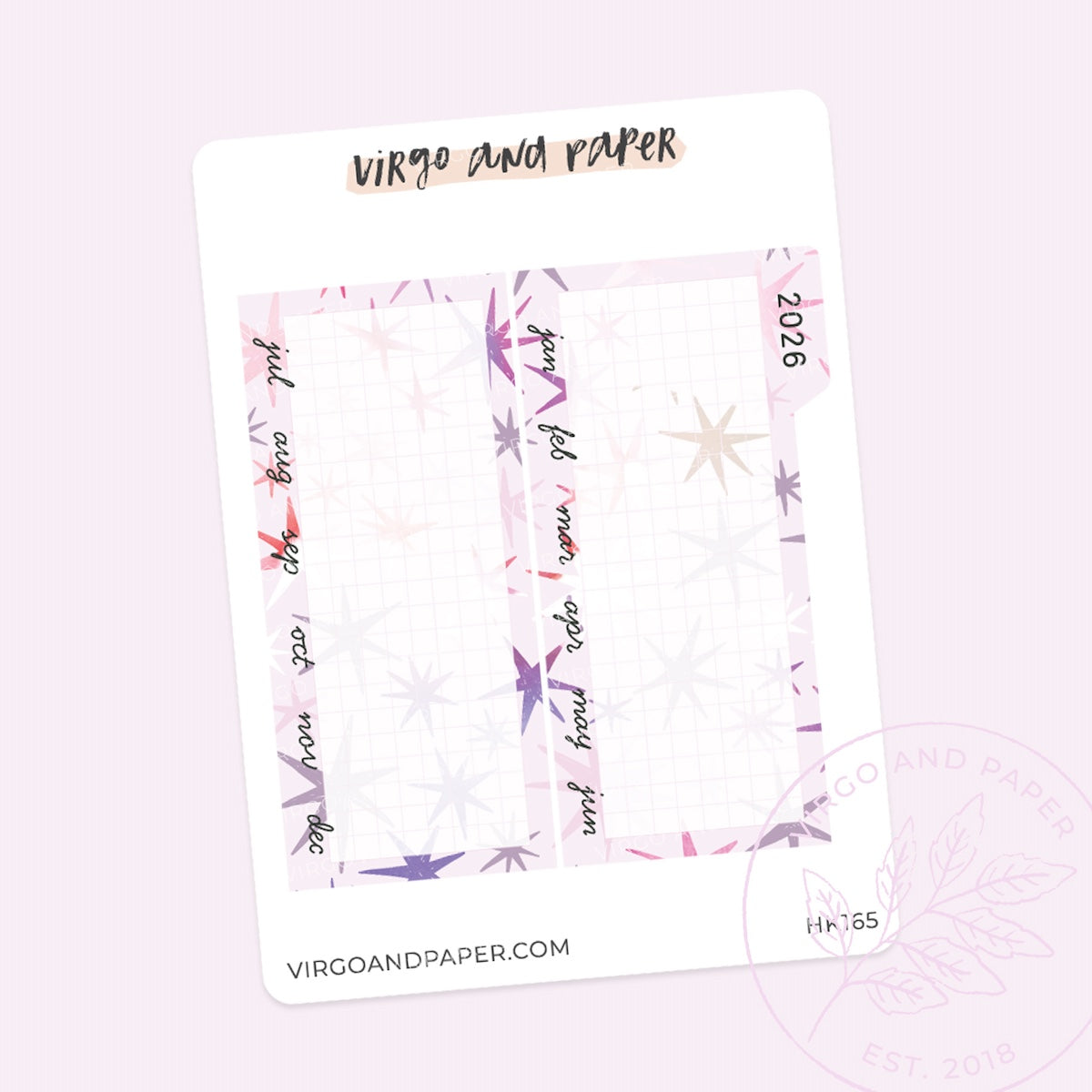 2026 H. Weeks Yearly Index Sticker Kit - Envision Pink Stars