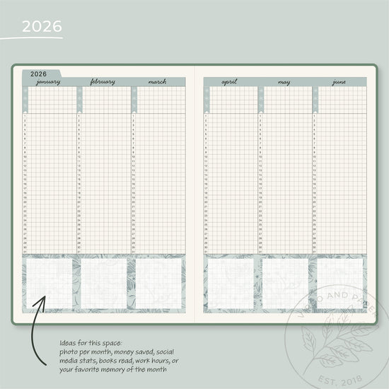 2026 H. Cousin Yearly Index Sticker Kit - Blue Floral