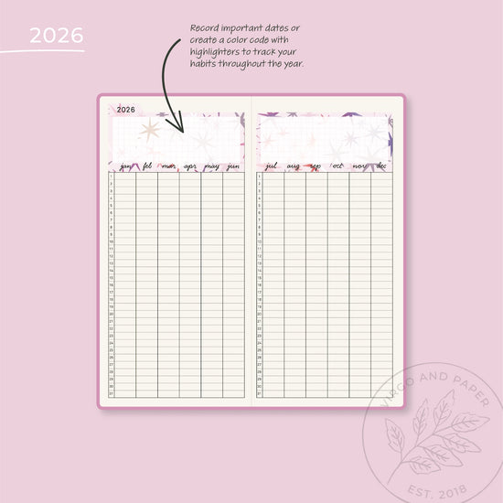 2026 H. Weeks Yearly Index Sticker Kit - Envision Pink Stars