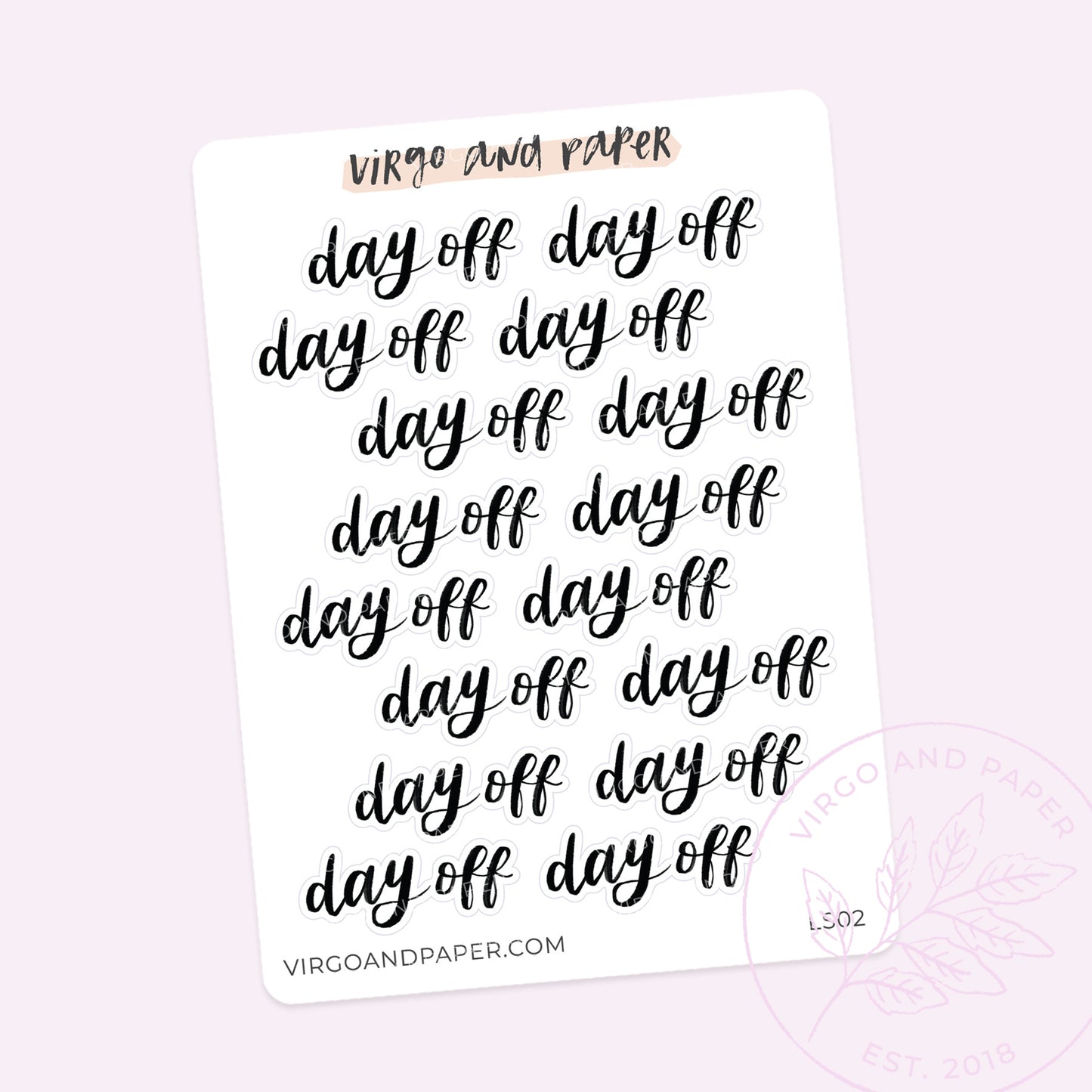Day Off Hand Lettered Script Stickers