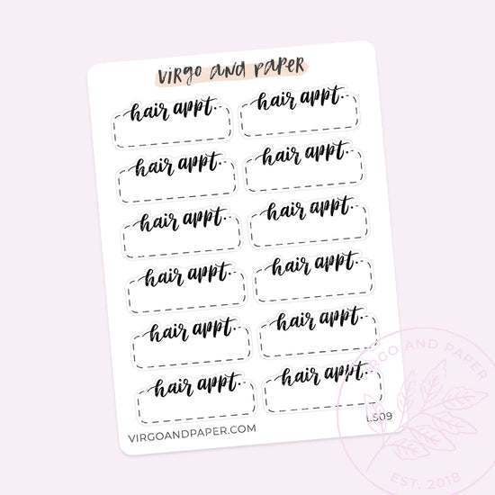 Load image into Gallery viewer, Hair Appointment Hand Lettered Script Stickers
