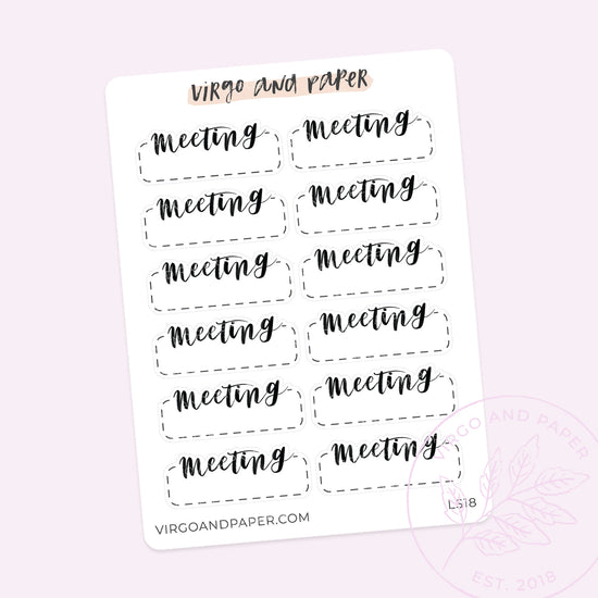 Meeting Label Hand Lettered Script Stickers