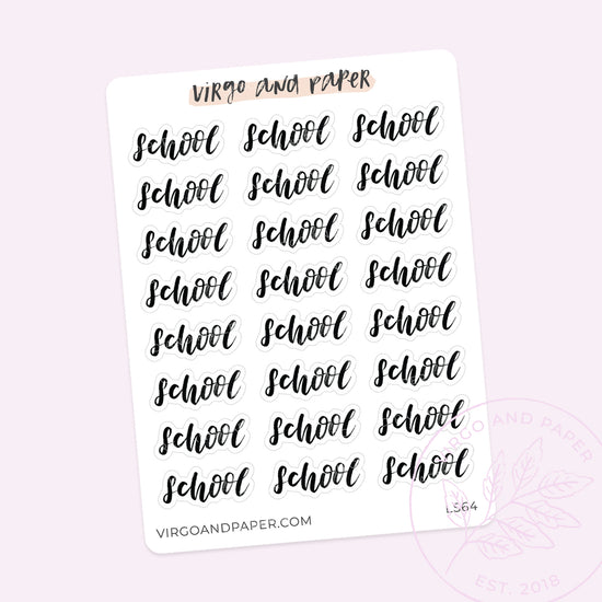 School Hand Lettered Script Stickers