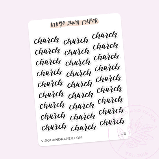 Church Hand Lettered Script Stickers