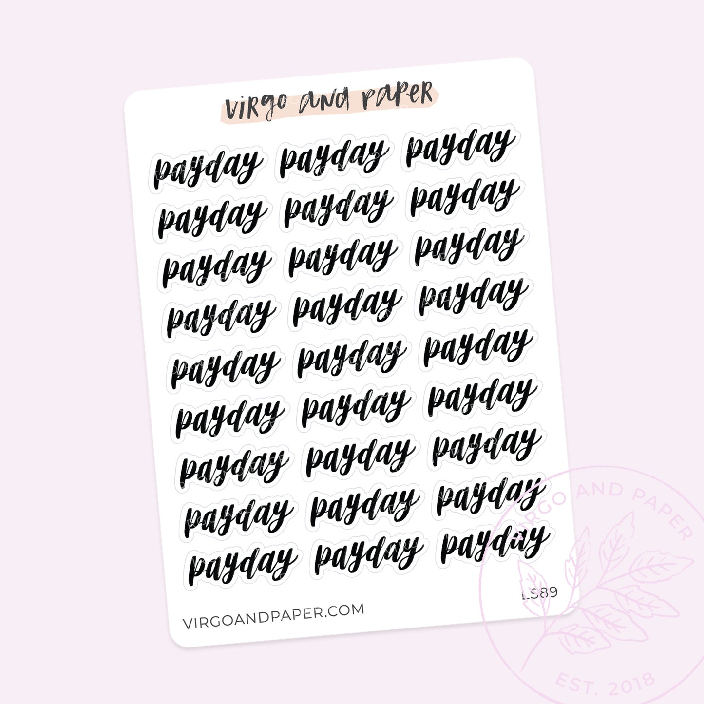 Payday Hand Lettered Script Stickers