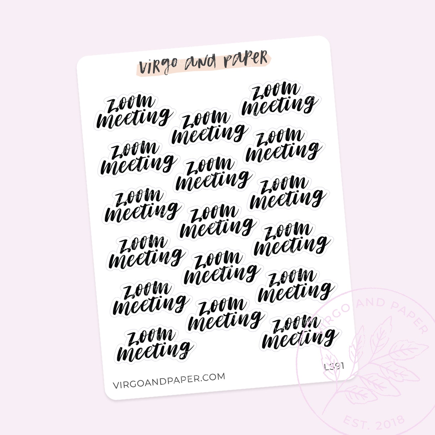 Zoom Meeting Hand Lettered Script Stickers