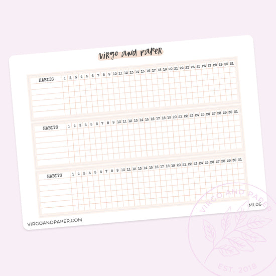 Monthly Habit Tracker Stickers - Pink – Virgo and Paper