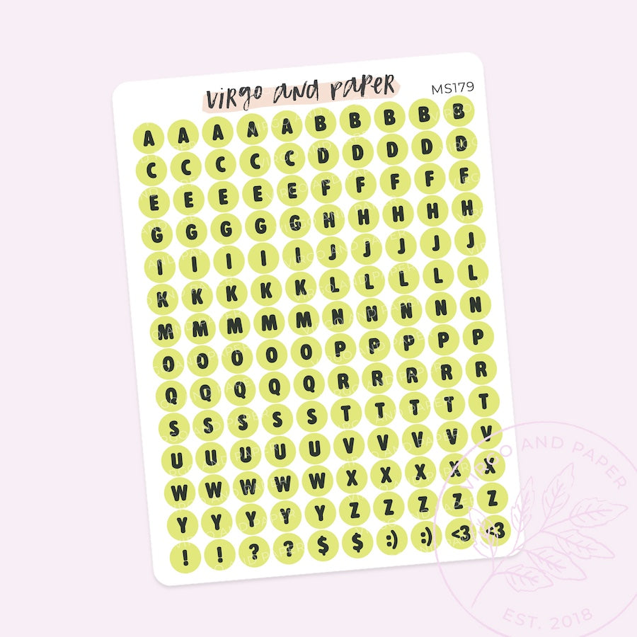 Letter Beads Alphabet Stickers - Lime