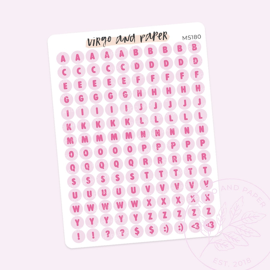 Letter Beads Alphabet Stickers - Pink