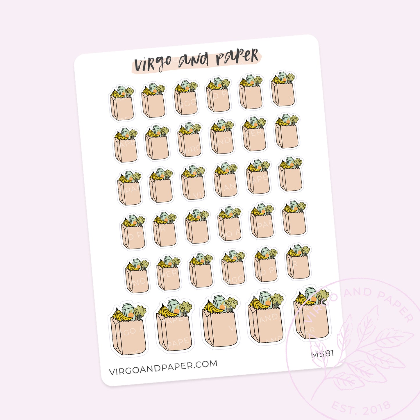 Grocery Shopping Bags Mini Sticker Sheet