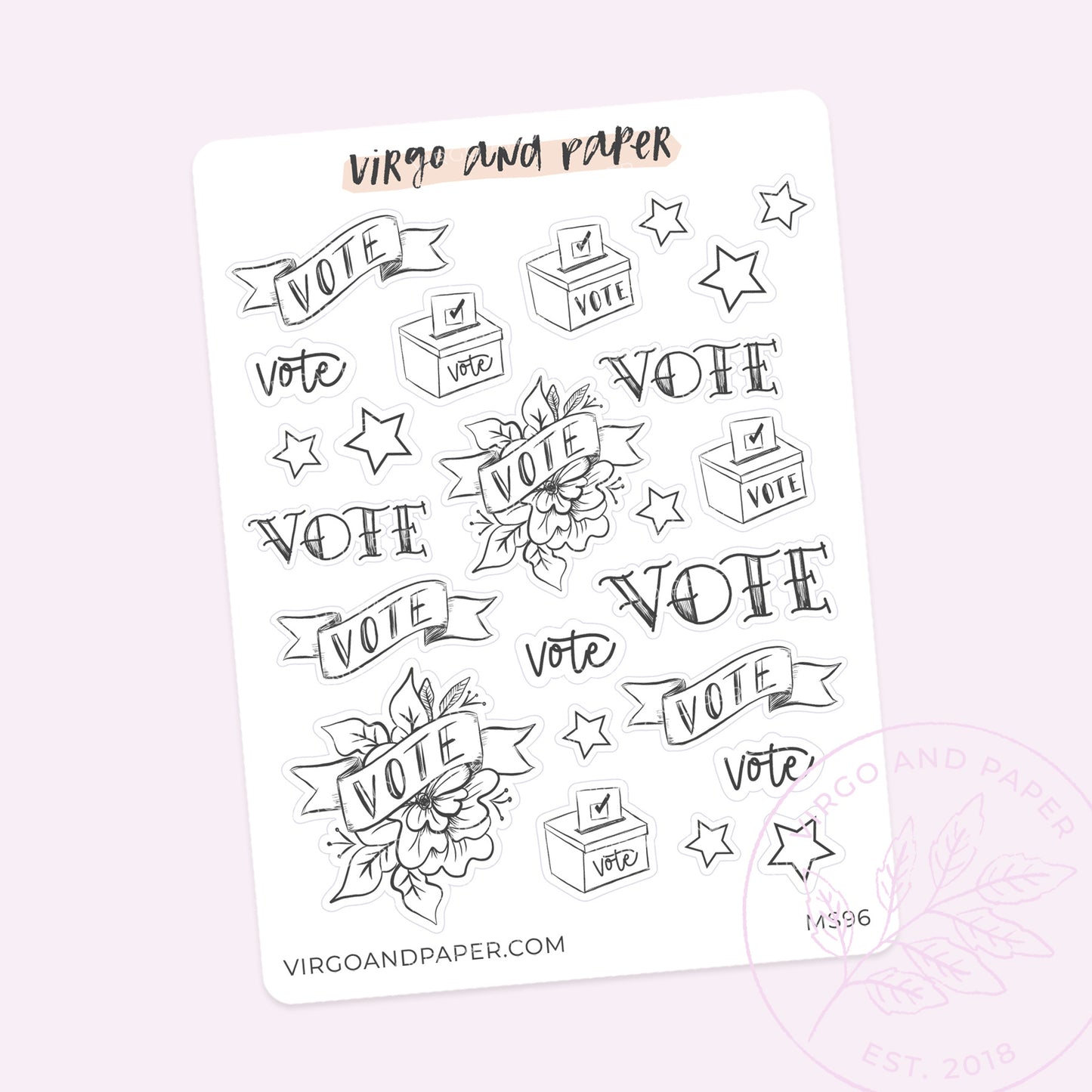 Vote Black & White Mini Sheet of Planner Stickers