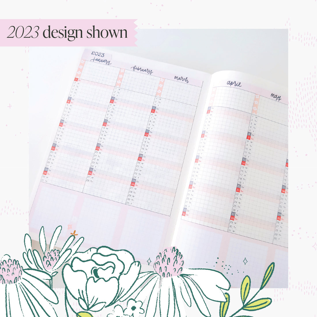 2024 H. Cousin Yearly Index Sticker Kit - Imagine Bouquet