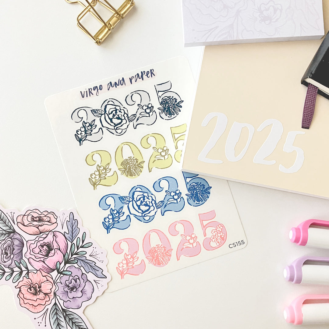 Clear 2025 Stickers - Colorful Floral