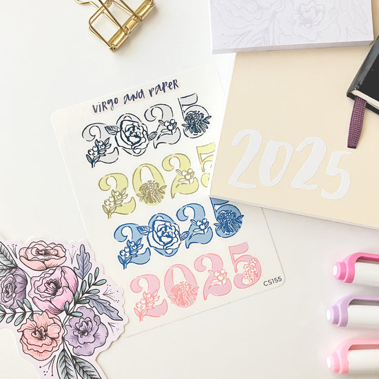 Clear 2025 Stickers - Colorful Floral