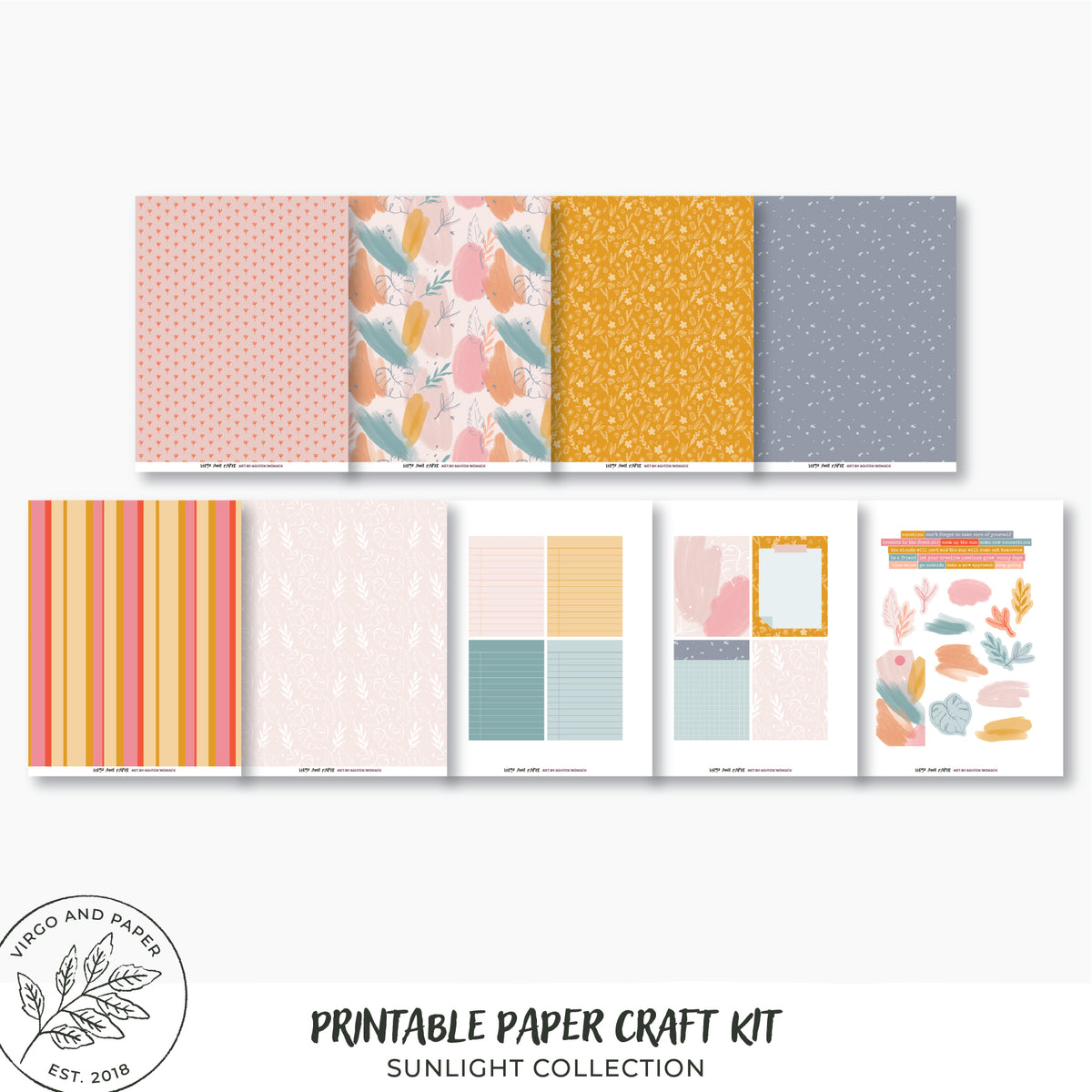 Printable Paper Craft Kit - Sunlight Collection | Patterned Papers, Jo ...