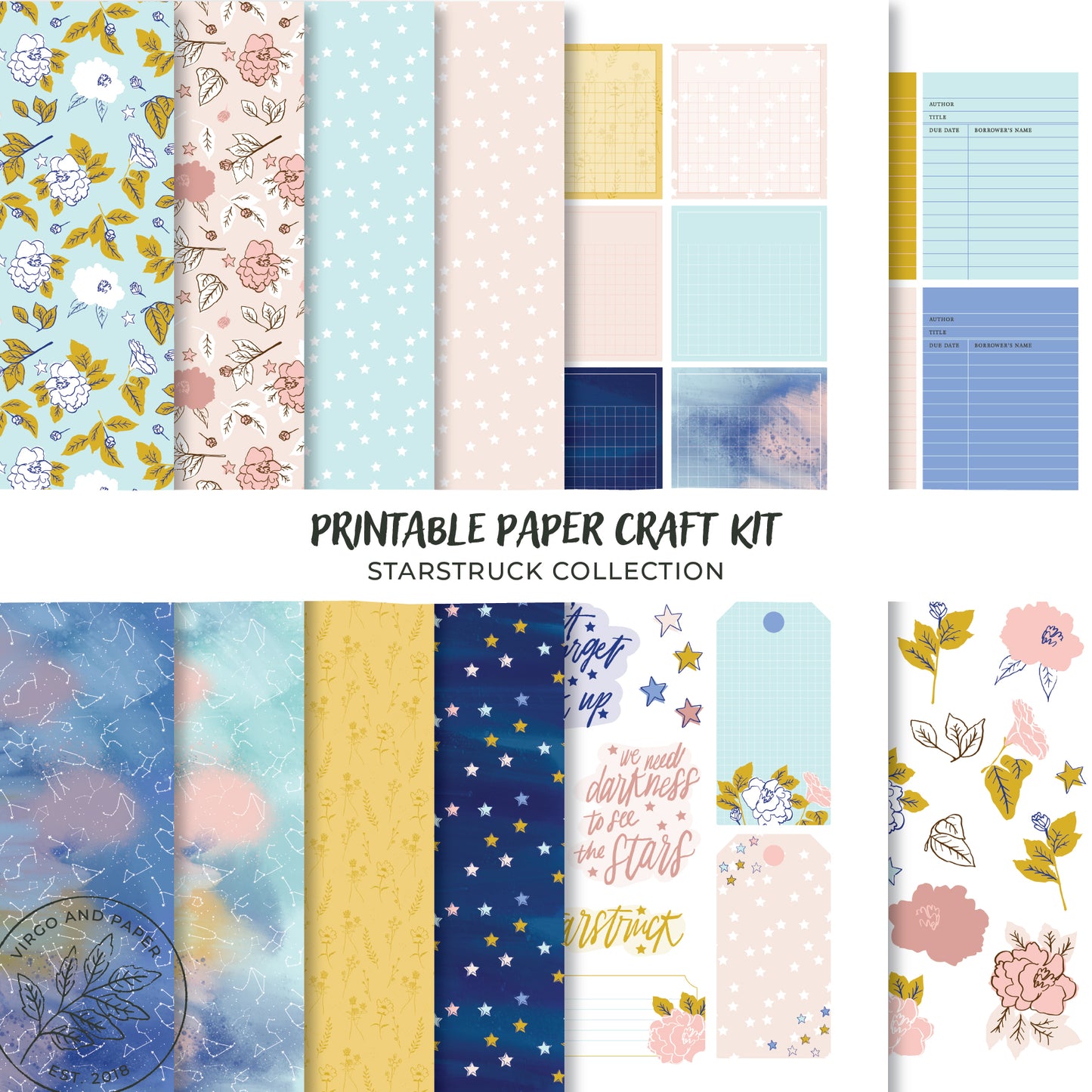 Pdf Printables Collection Printable Paper Craft Kit - Starstruck Collection | Patterned Papers ...