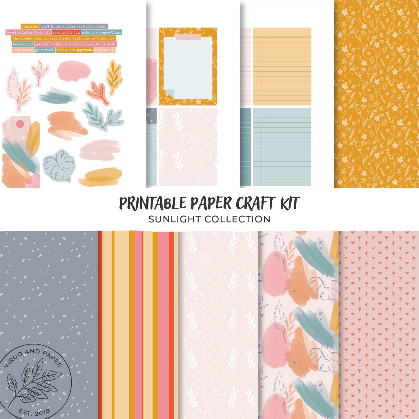 Printable Paper Craft Kit - Sunlight Collection | Patterned Papers, Jo ...
