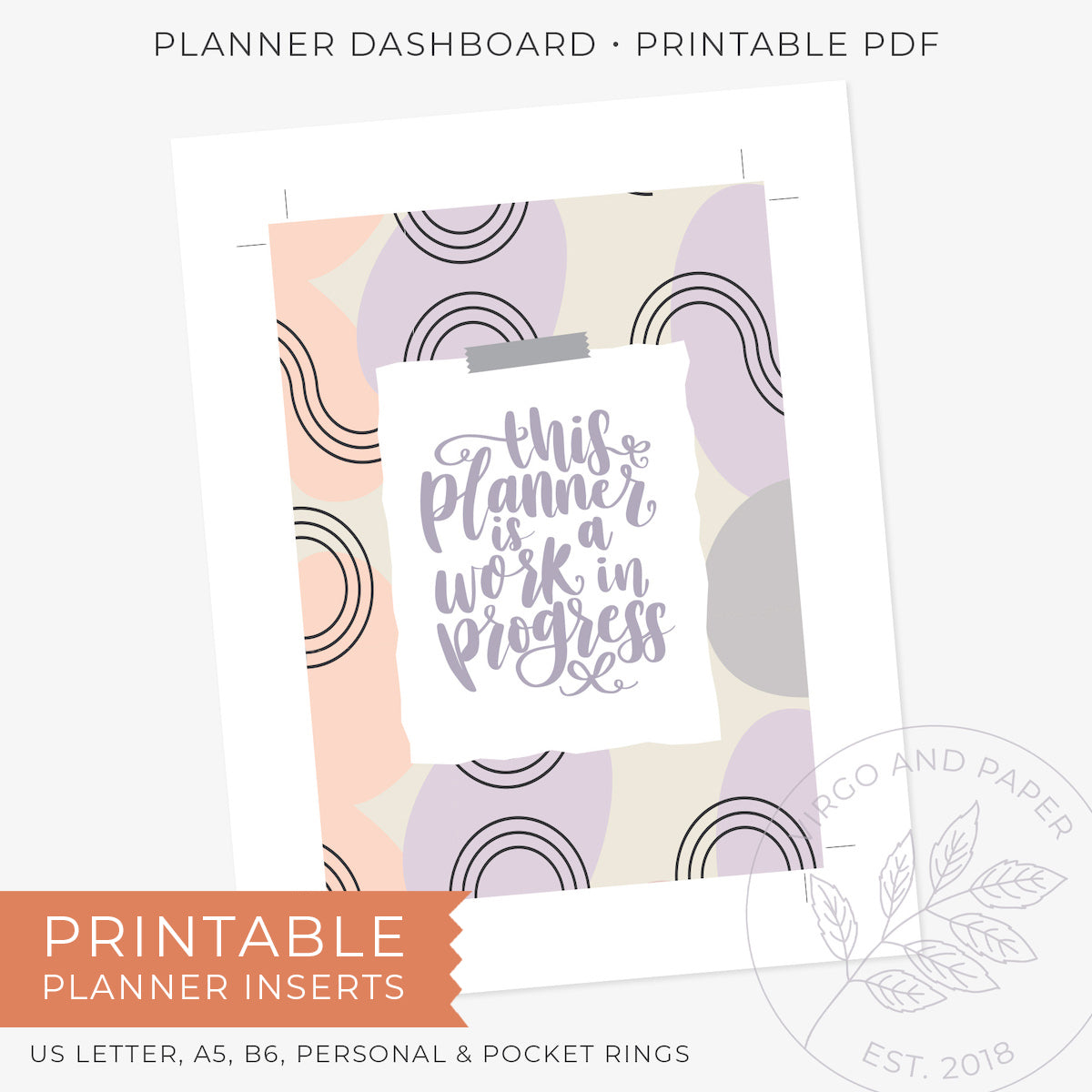 Planner Dashboard Printable - This Planner Is a Work in Progress v.1