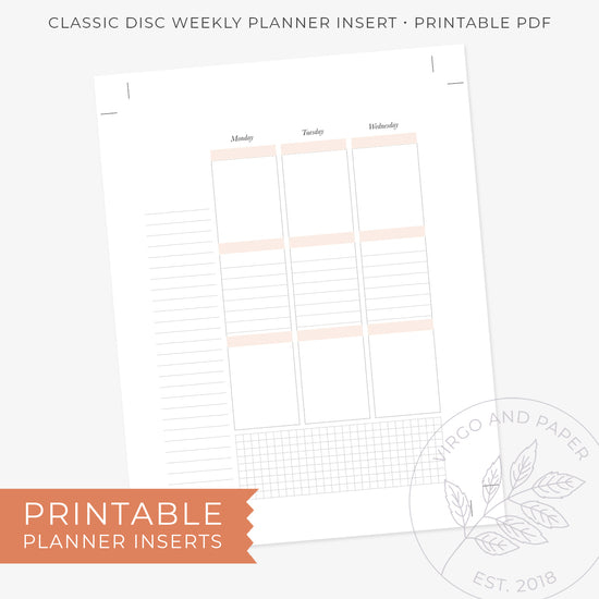 Weekly Planner Printable for Classic Disc Planner