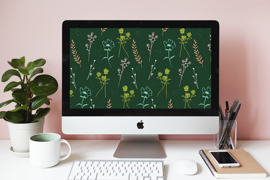 Load image into Gallery viewer, Green Floral Wallpaper Freebie
