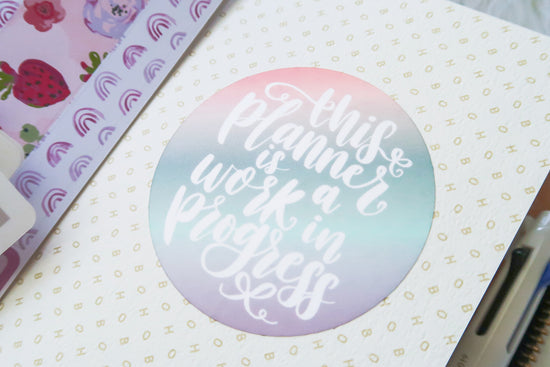 Load image into Gallery viewer, This Planner Is a Work in Progress Vinyl Sticker
