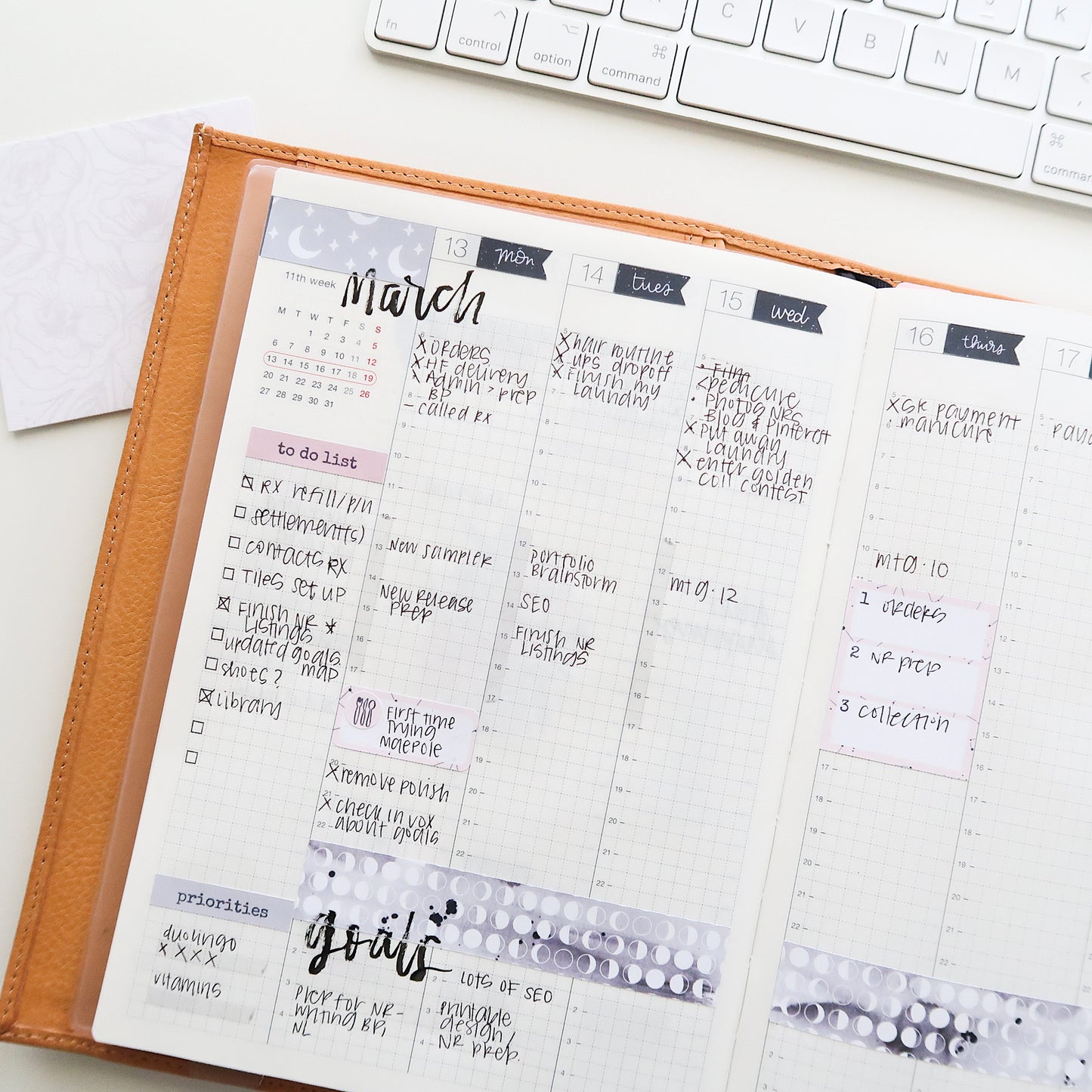 Printable Hobonichi Cousin Weekly Planner Stickers - Luna